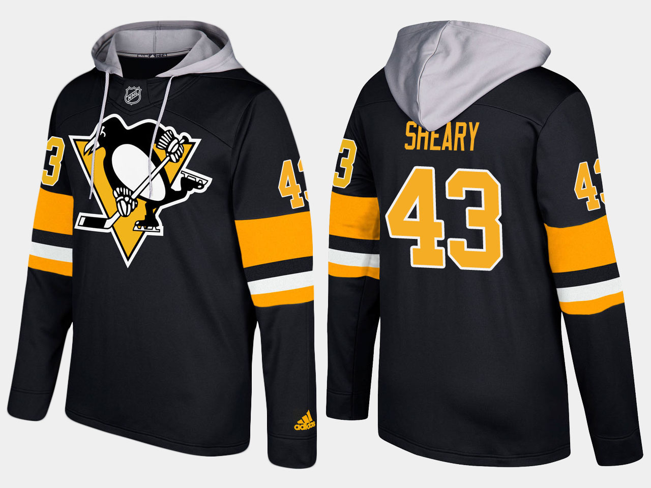 Men NHL Pittsburgh penguins #43 conor sheary black hoodie->pittsburgh penguins->NHL Jersey